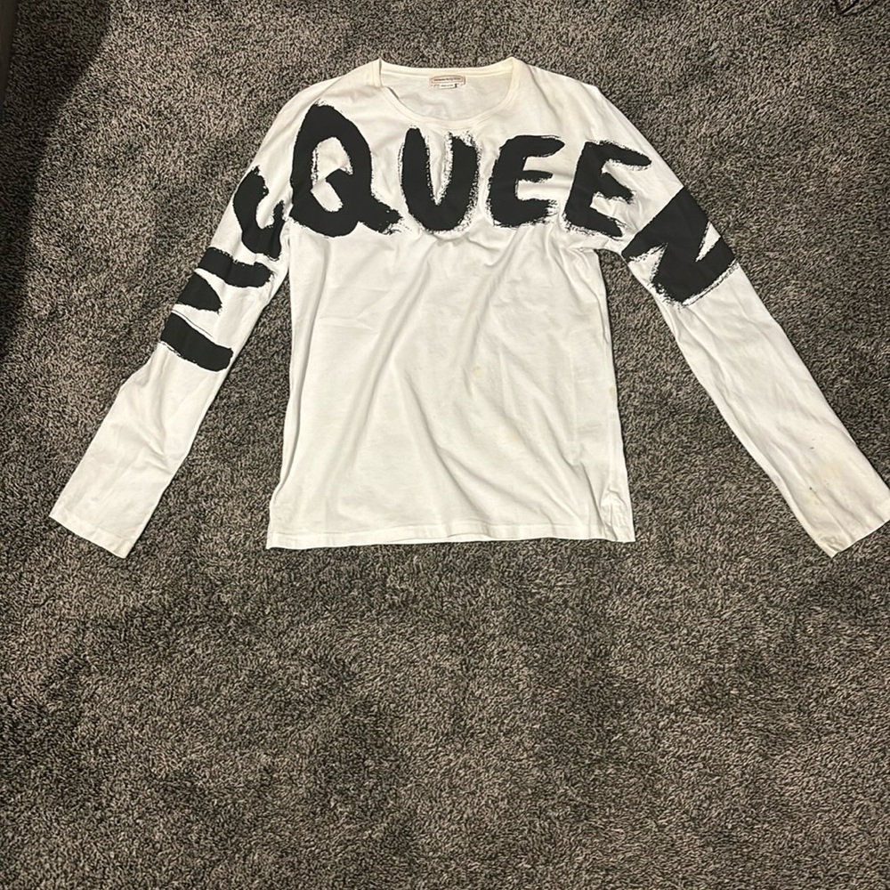 Alexander McQueen white and black long sleeve tee shirt